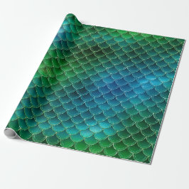 Aqua Blue Green Mermaid Scales Geschenkpapier