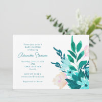 Aqua Blue Green Watercolor Blumenbaby Dusche