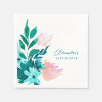 Aqua Blue Green Watercolor Blumenbaby Dusche
