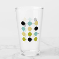 Aqua Blue Green Yellow Circles Lines Mid Century