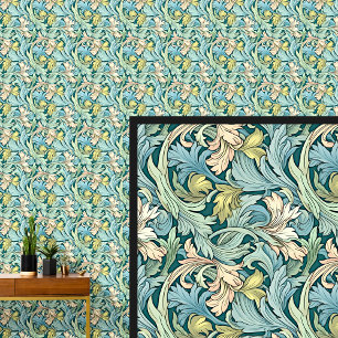 Aqua Blue Green Yellow Pink Art Nouveau Tapete