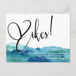 Aqua Blue Green Yikes! Humorale Hochzeit Postkarte