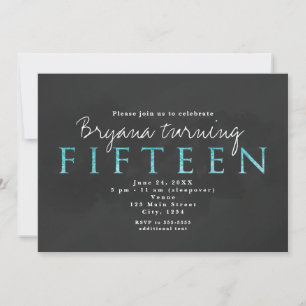 Aqua Blue & Grey 15TH 15. Geburtstagseinladung Einladung