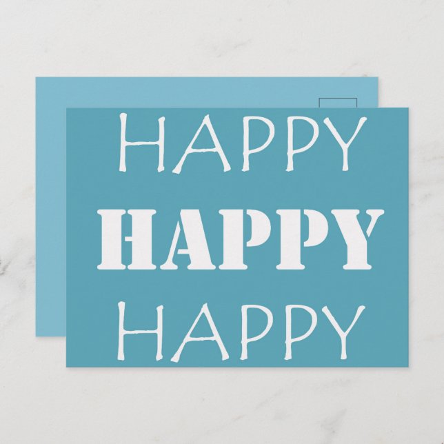 Aqua Blue Happy Happy Postkarte (Vorne/Hinten)