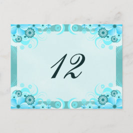 Aqua Blue Hibiskus Wedding Tischnummer Card