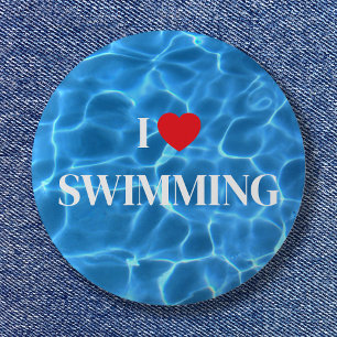 Aqua Blue I Liebe Schwimmbad Button
