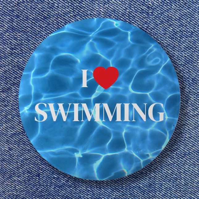 Aqua Blue I Liebe Schwimmbad Button (Aqua Blue I Love Swimming Pool Button)