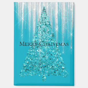 Aqua Blue Icicles Sparkle Magnet
