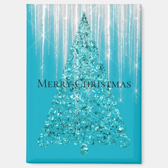 Aqua Blue Icicles Sparkle Magnet (Vorderseite)
