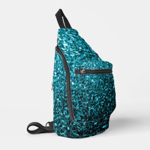 Aqua Blue Imitats Glitzer Glitzern Crossbody Bag
