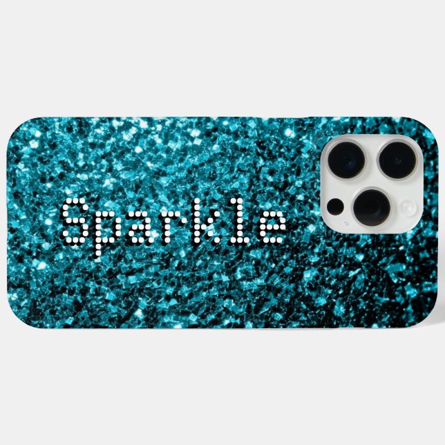 Aqua Blue Imitats Glitzer Glitzern Ihr Text Case-Mate iPhone Hülle (Rückseite (Horizontal))
