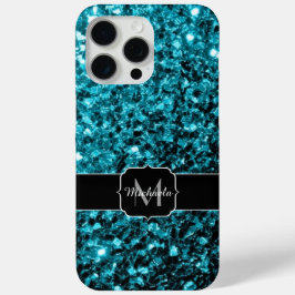 Aqua Blue Imitats Glitzer Glitzern Monogram Case-Mate iPhone Hülle