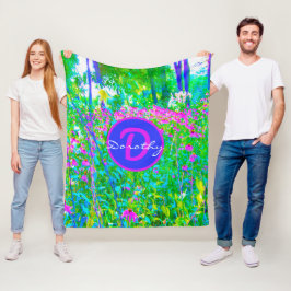 Aqua Blue Impressionistische Gartenanlage Landscha Fleecedecke