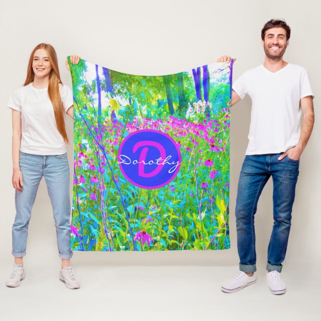 Aqua Blue Impressionistische Gartenanlage Landscha Fleecedecke (Beispiel)