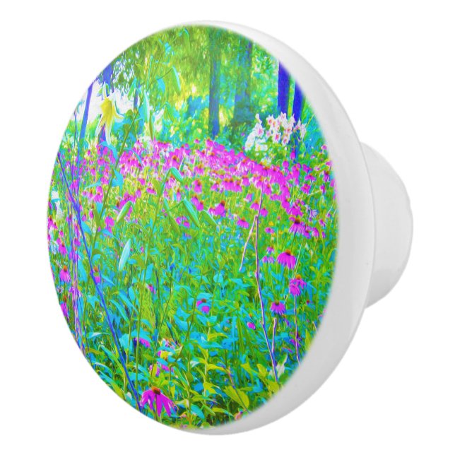 Aqua Blue Impressionistische Gartenanlage Landscha Keramikknauf (Rechts)