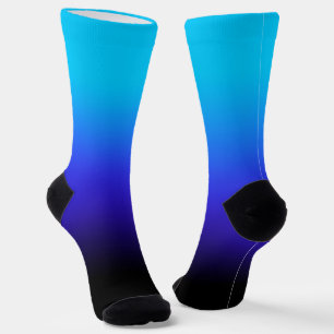 Aqua Blue Indigo und Black Ombre Socken
