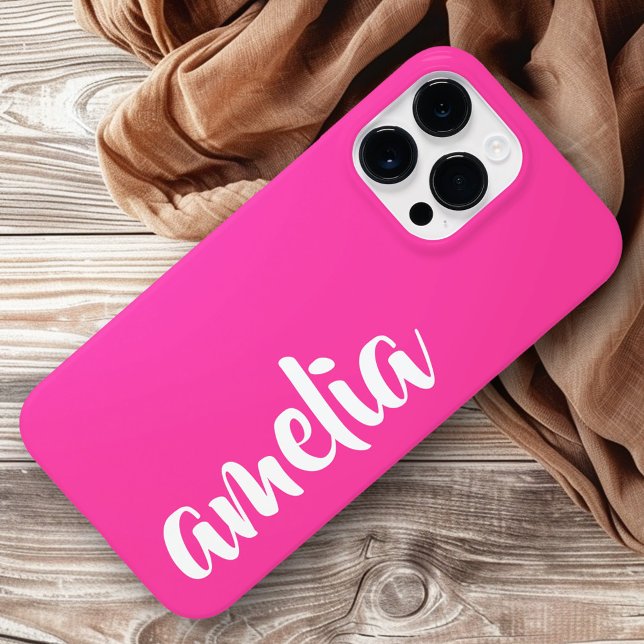 Aqua Blue individuelle Name Drehbuch fett heiß ros Case-Mate iPhone Hülle (Aqua blue custom name script bold hot pink Case-Mate iPhone case)