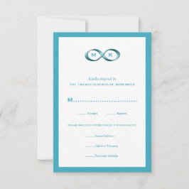 Aqua Blue Infinity Hand Clasp Wedding RSVP Card