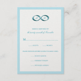 Aqua Blue Infinity Hand Clasp Wedding RSVP Card