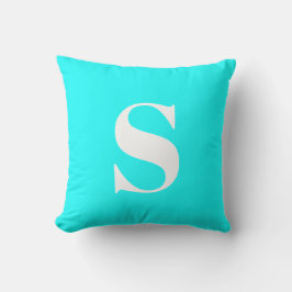 Aqua Blue Initial Mit Monogramm Outdoor Pillow Kissen