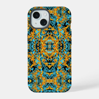 AQUA BLUE ITALIAN BAROQUE DRUCK ORNAMENTAL iPhone 15 HÜLLE