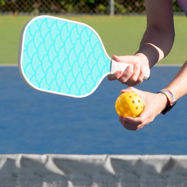 Aqua Blue Japans Wellenmuster Pickleball Schläger (InSitu)