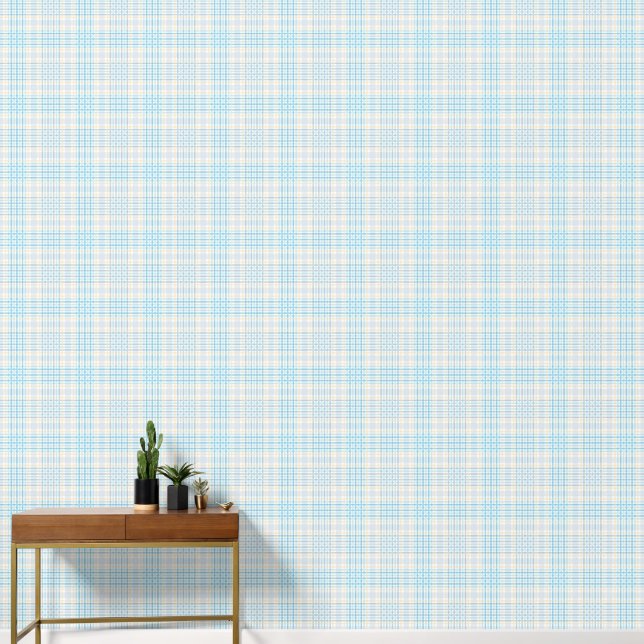 Aqua Blue Lemon Grid Geometric Tapete (Korridor)