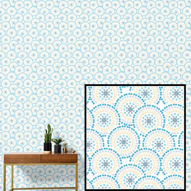 Aqua Blue Lemon Yellow Circles Tapete (Von Creator hochgeladen)
