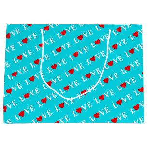 Aqua Blue LIEBE Große Geschenktüte