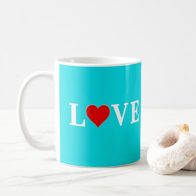 Aqua Blue LIEBE Herz Kaffeetasse (Mit Donut)