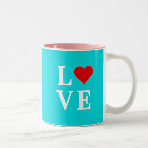 Aqua Blue LIEBE Moderne Kunst, Dichtung und Musik Zweifarbige Tasse