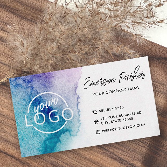 Aqua Blue lila Aquarell Logo minimalistisch Visitenkarte (Von Creator hochgeladen)