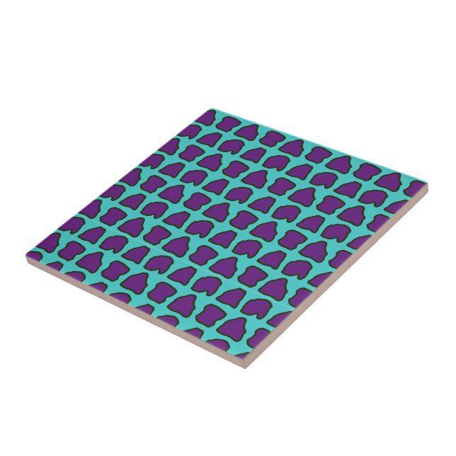 Aqua Blue Lila Giraffe Spots Muster Fliese (Seite)