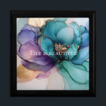 Aqua Blue Lila Gold Floral Erinnerungskiste<br><div class="desc">Aqua Blue Lila Gold Floral</div>