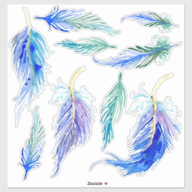 Aqua Blue Lila Green Aufkleber (Blatt)