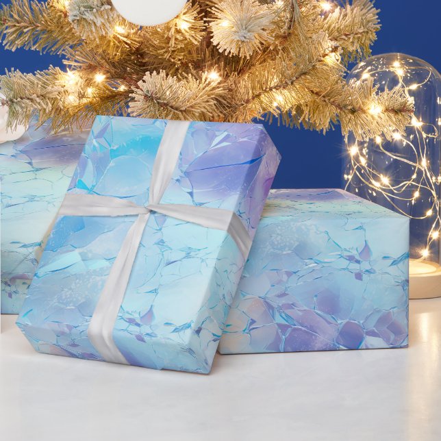 Aqua Blue Lila Ice Schnee Weihnachten Geschenkpapier (Feiertage)