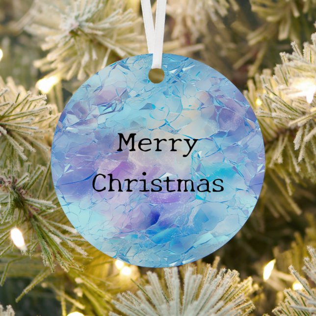 Aqua Blue Lila Ice Schnee Weihnachten Ornament Aus Metall (InSitu)