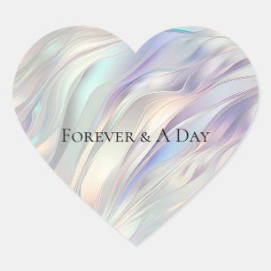 Aqua Blue Lila Pearl White Wedding Herz-Aufkleber