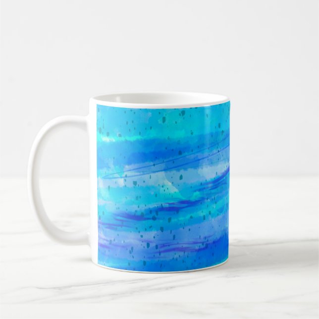 Aqua Blue, Lila und Aquamarin Abstrakt Art Kaffeetasse (Links)