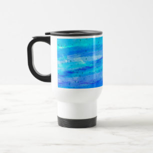 Aqua Blue, Lila und Aquamarin Abstrakt Art Reisebecher