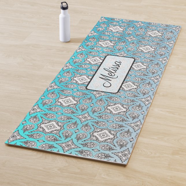 Aqua Blue Mandala Personalisiert Yoga Mat Yogamatte (Beispiel)