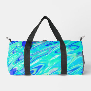 Aqua Blue Marble Textur Abstrakt Flüssig Muster Duffle Bag