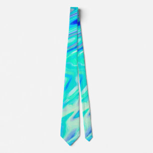 Aqua Blue Marble Textur Abstrakt Flüssig Muster Krawatte