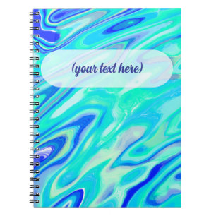 Aqua Blue Marble Textur Abstrakt Flüssig Muster Notizblock