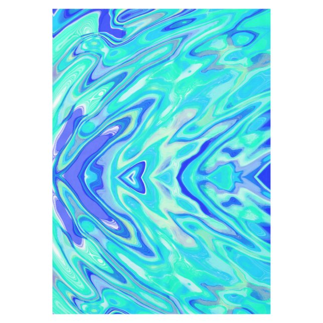 Aqua Blue Marble Textur Abstrakt Flüssig Muster Tischdecke (Vorderseite)
