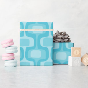 Aqua Blue MCM Mitte des Abstrakten Jahrhunderts Geschenkpapier
