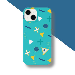 Aqua Blue Memphis Monogram Case-Mate iPhone Hülle