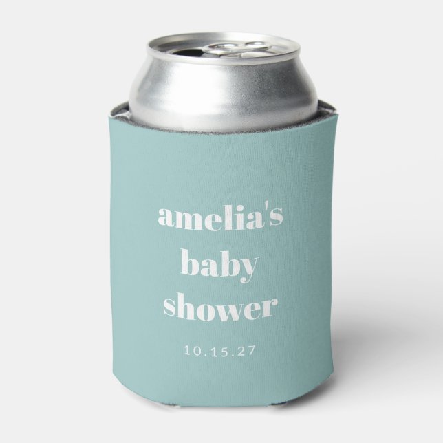 Aqua Blue Minimalistische Niedliche Babydusche Dosenkühler (Kanne Vorderseite)