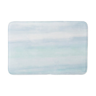Aqua Blue Mint White Water color Streifen Badematte
