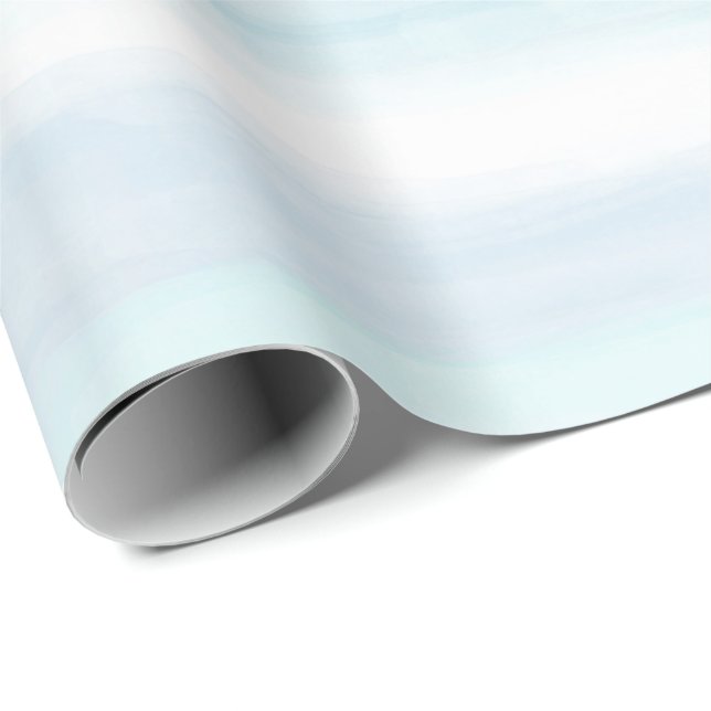 Aqua Blue Mint White Water color Streifen Geschenkpapier (Rolleneckpunkt)